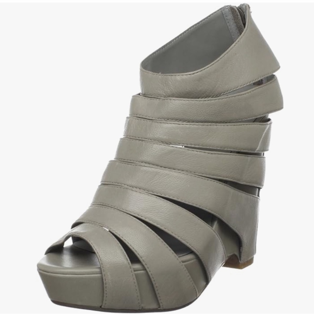 Gunmetal lowtus genuine leather wedge sandal